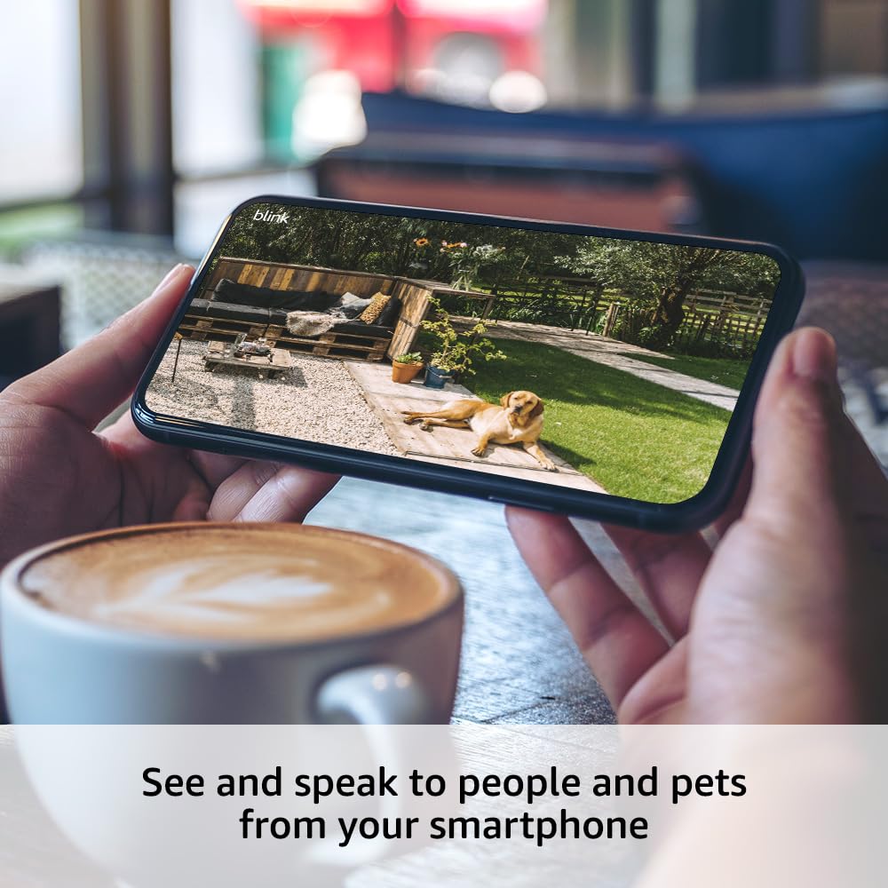 Blink Outdoor 4 (newest model), Wireless smart security camera, two-year battery, 1080p HD day and infrared night live view, two-way talk – 3 camera system