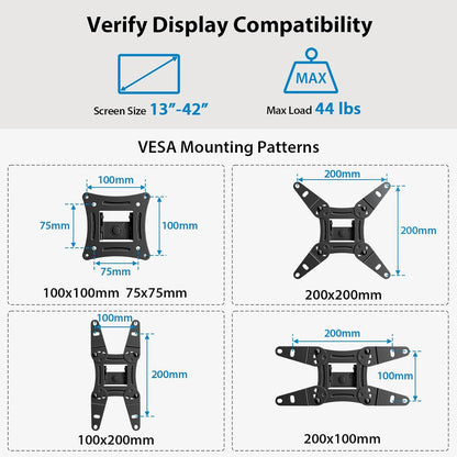 Full Motion TV Monitor Wall Mount Bracket Swivel Tilt Extension
