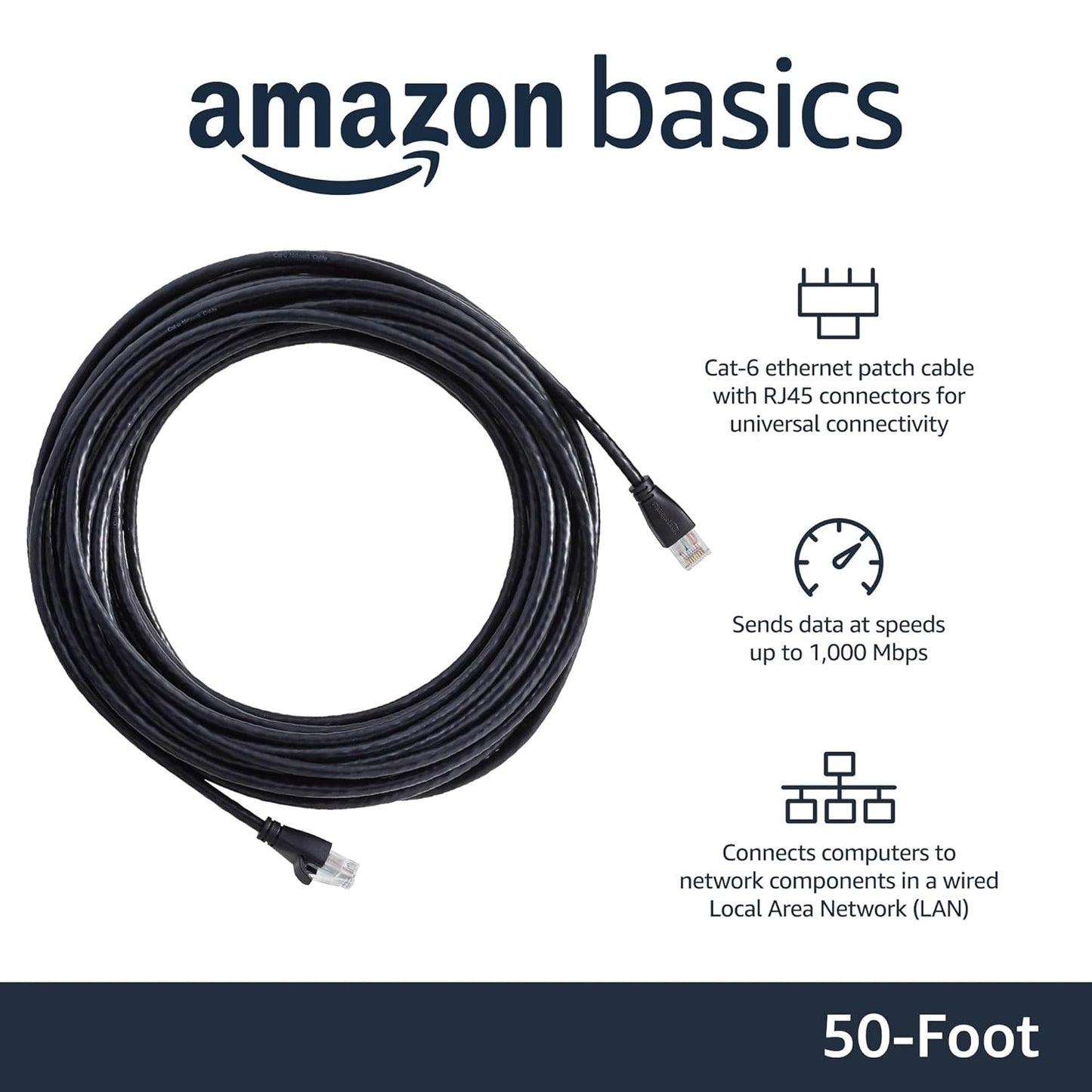 50-ft Cat6 Ethernet Cable – 1 Gbps